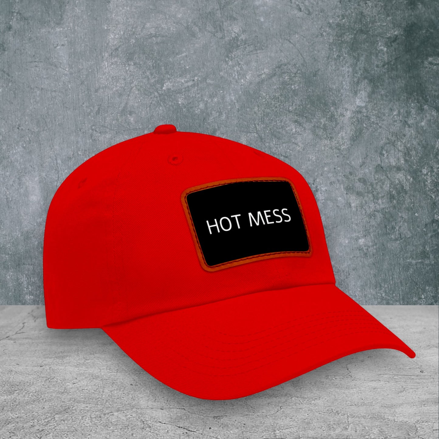 Hot Mess Baseball Cap with Leather Patch